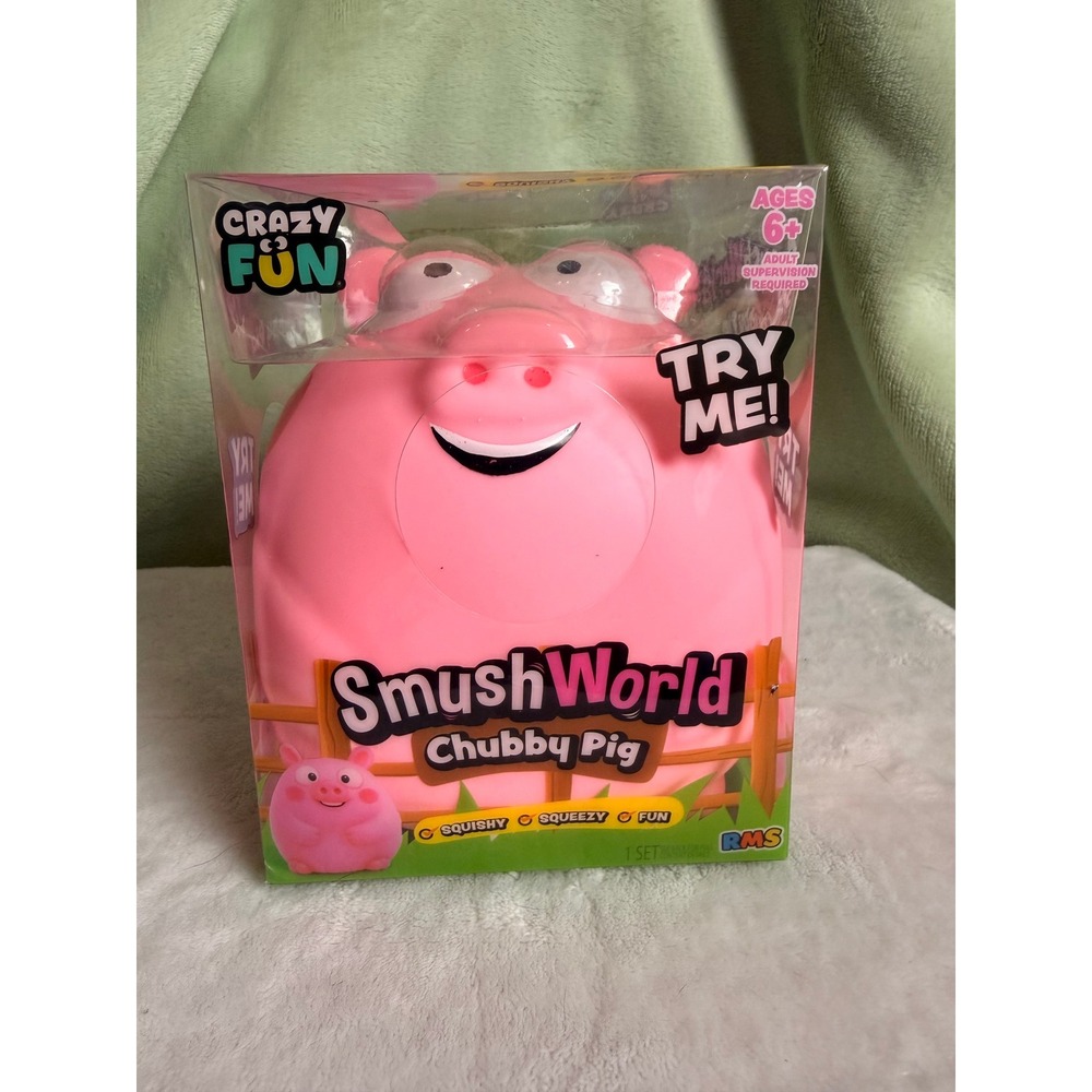 Crazy Fun SmushWorld Chubby Pig Squishy Squeeze Stretch Toy RMS Pink New